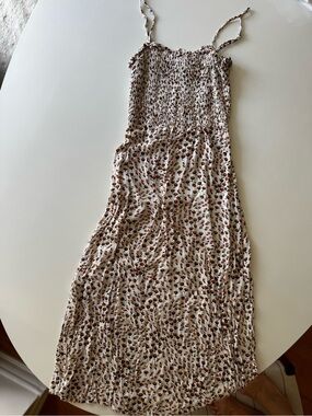 Faithfull the Brand Cream Maxi Dress with Brown Floral Print